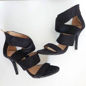 SERGIO BARI Black high heels suede sandals Size 7